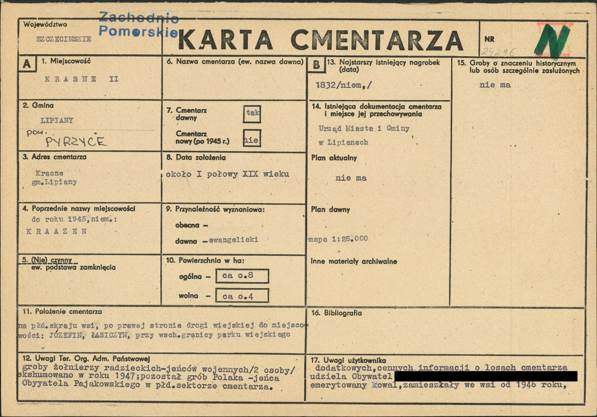 KC - Karta cmentarza, skan nr 1
