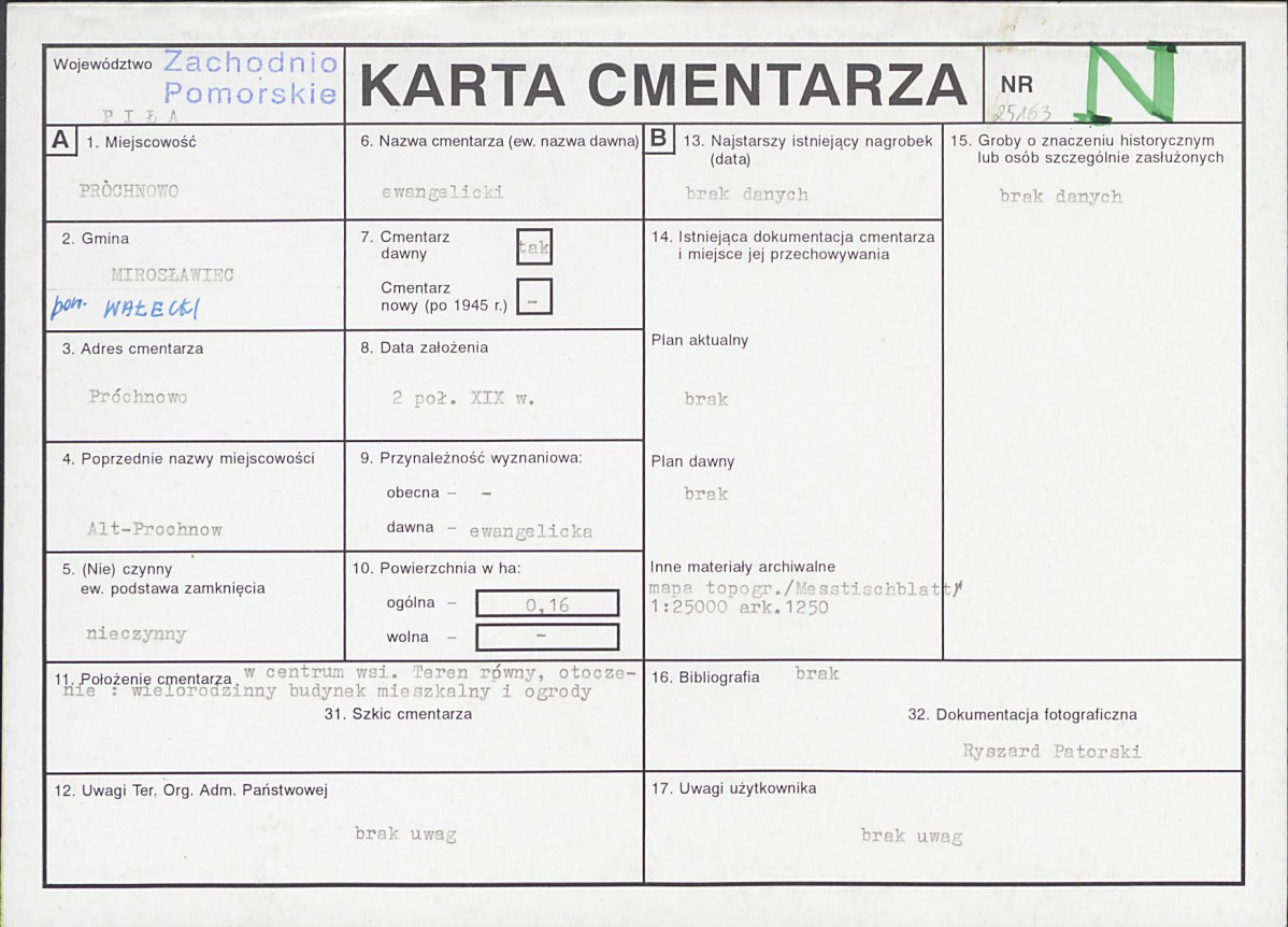 KC - Karta cmentarza, skan nr 1
