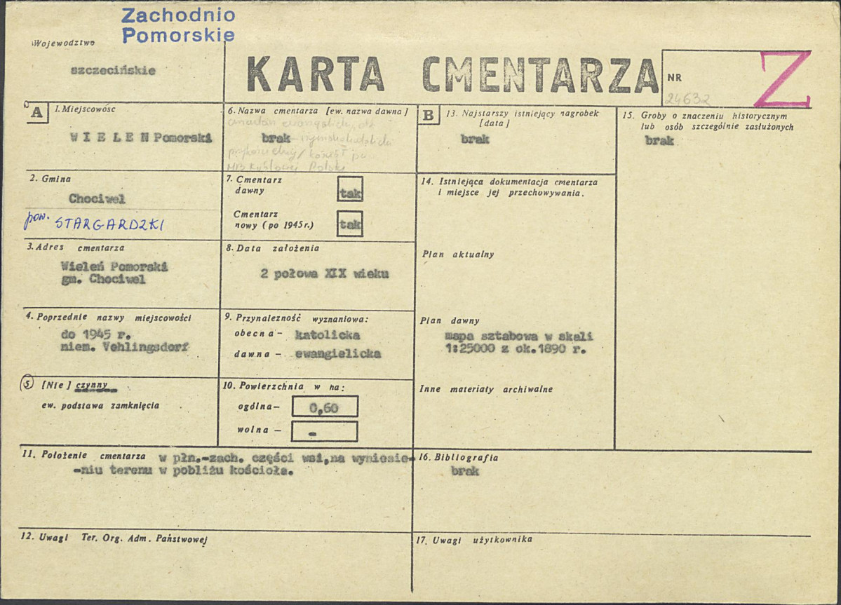 KC - Karta cmentarza, skan nr 1