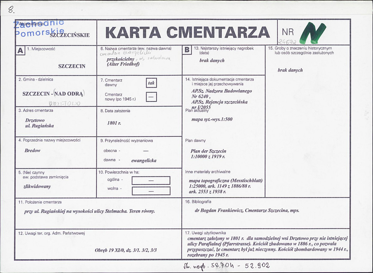 KC - Karta cmentarza, skan nr 1