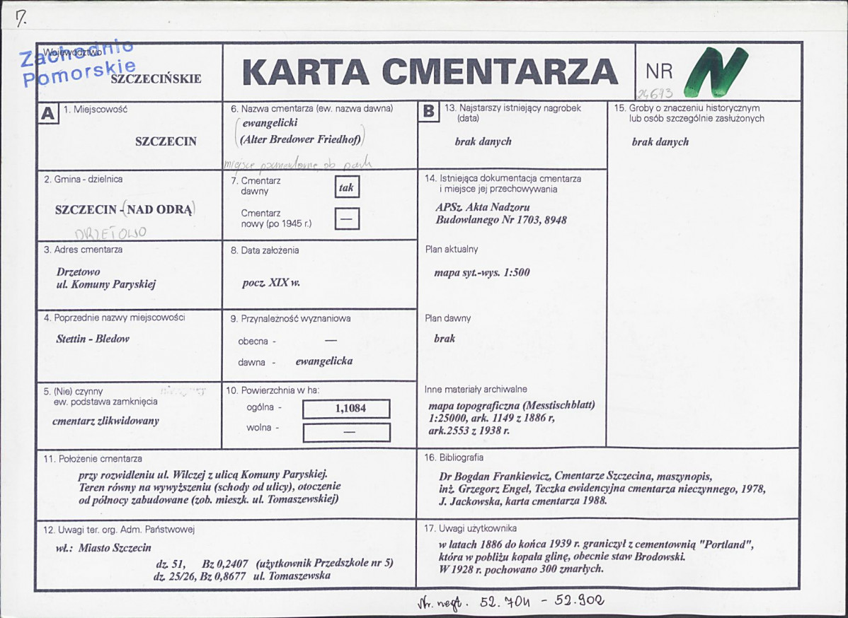 KC - Karta cmentarza, skan nr 1
