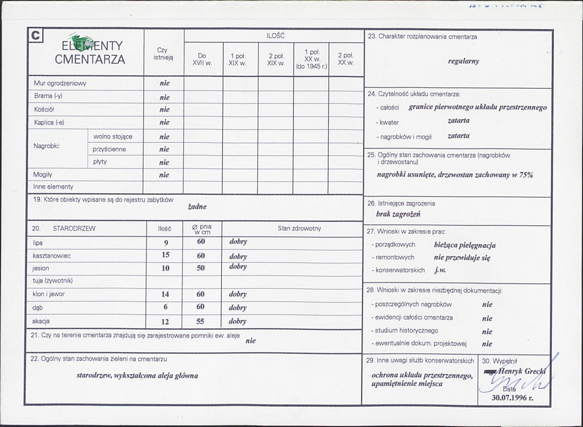 KC - Karta cmentarza, skan nr 2