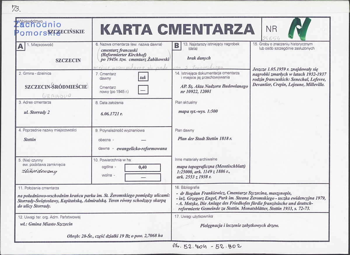 KC - Karta cmentarza, skan nr 1