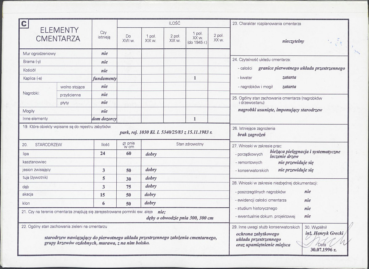 KC - Karta cmentarza, skan nr 2