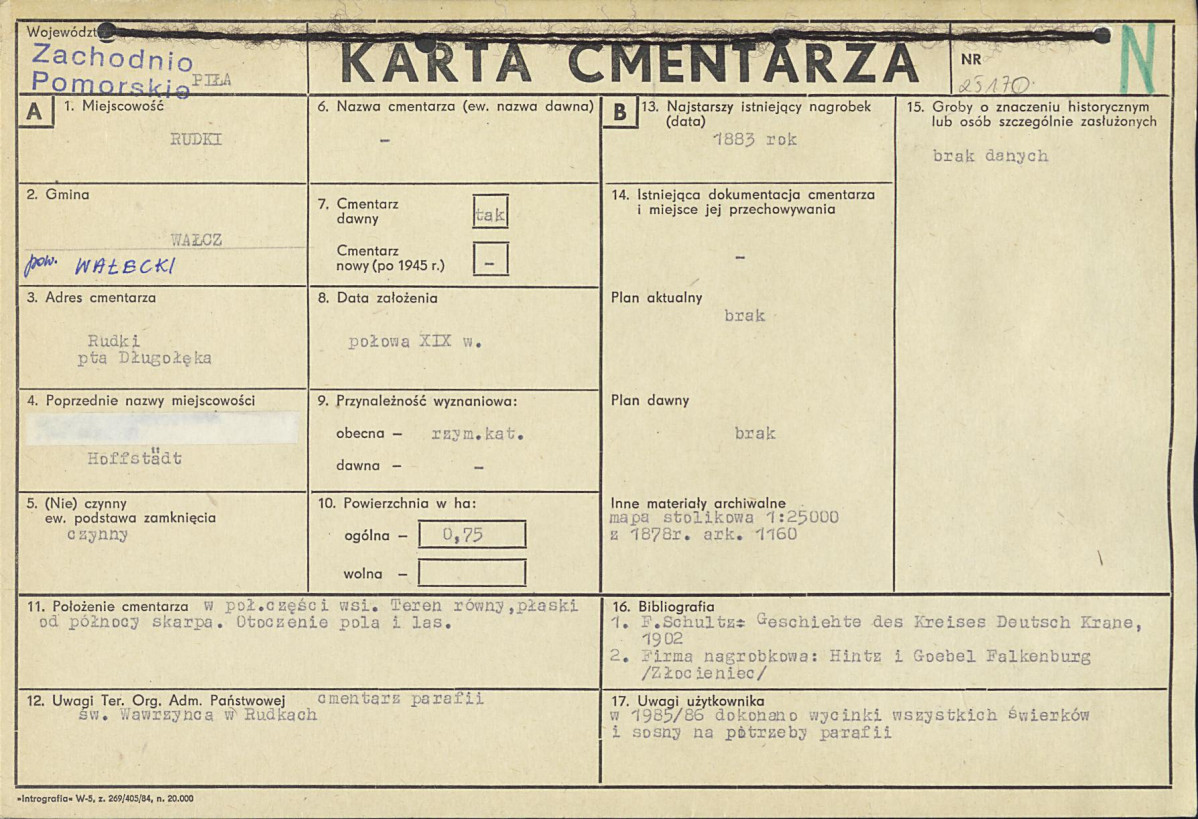 KC - Karta cmentarza, skan nr 1