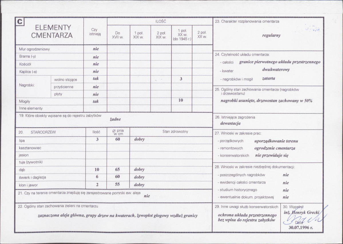 KC - Karta cmentarza, skan nr 2