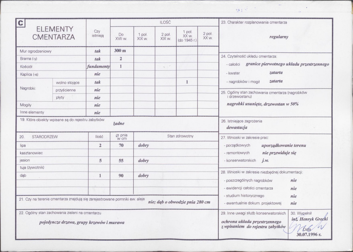 KC - Karta cmentarza, skan nr 2