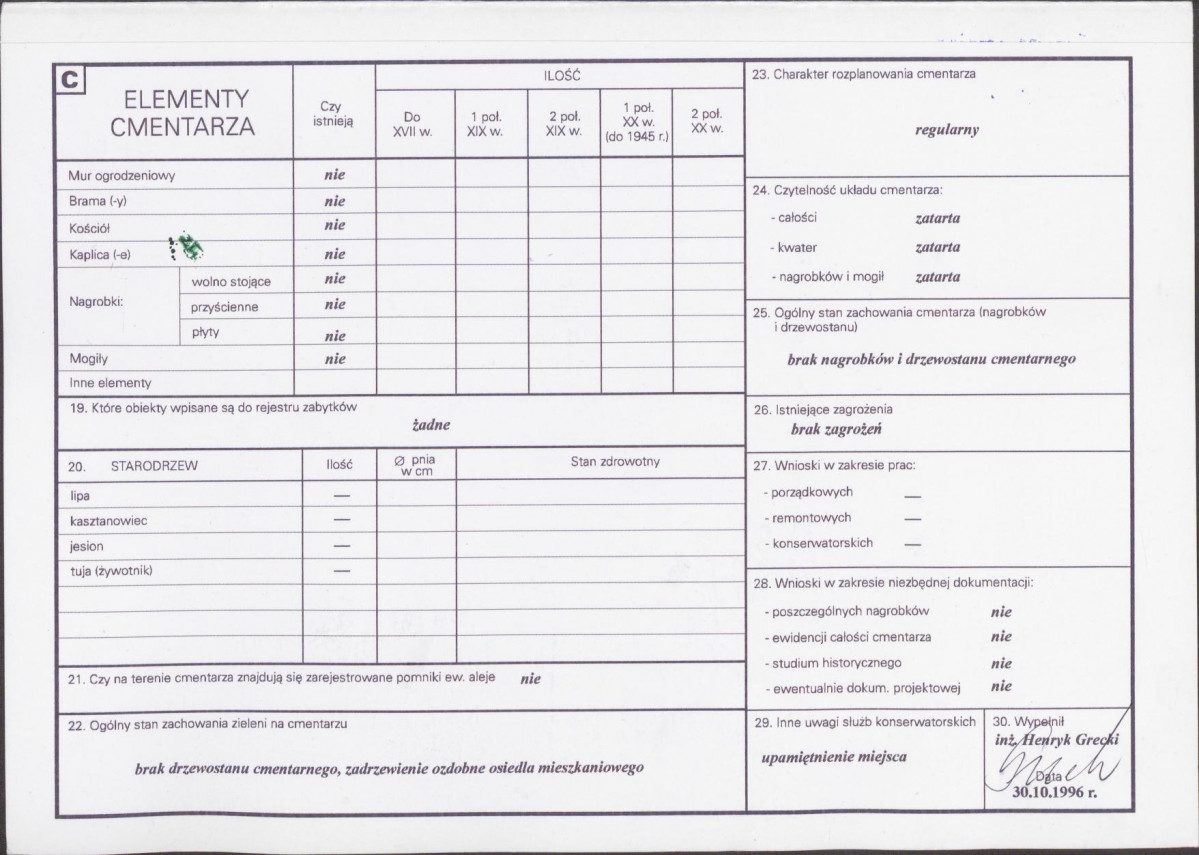 KC - Karta cmentarza, skan nr 2
