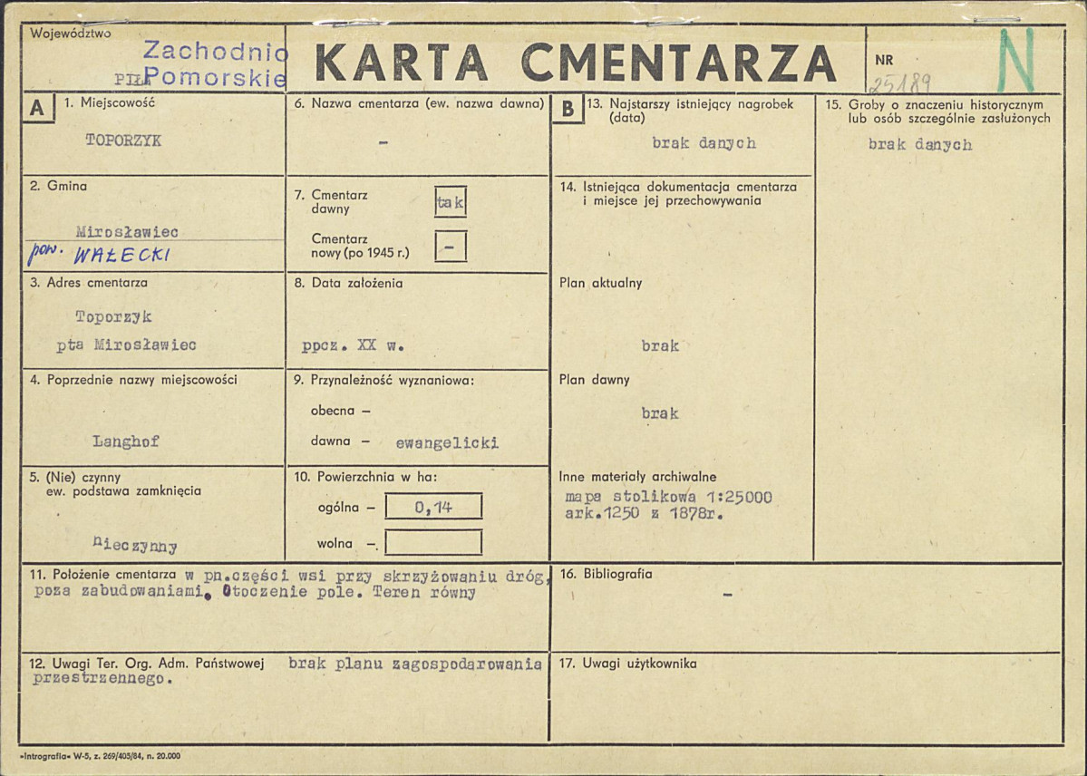 KC - Karta cmentarza, skan nr 1