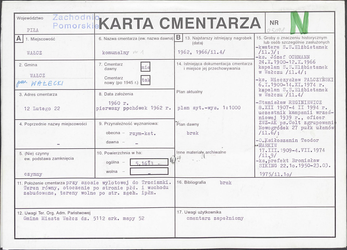 KC - Karta cmentarza, skan nr 1