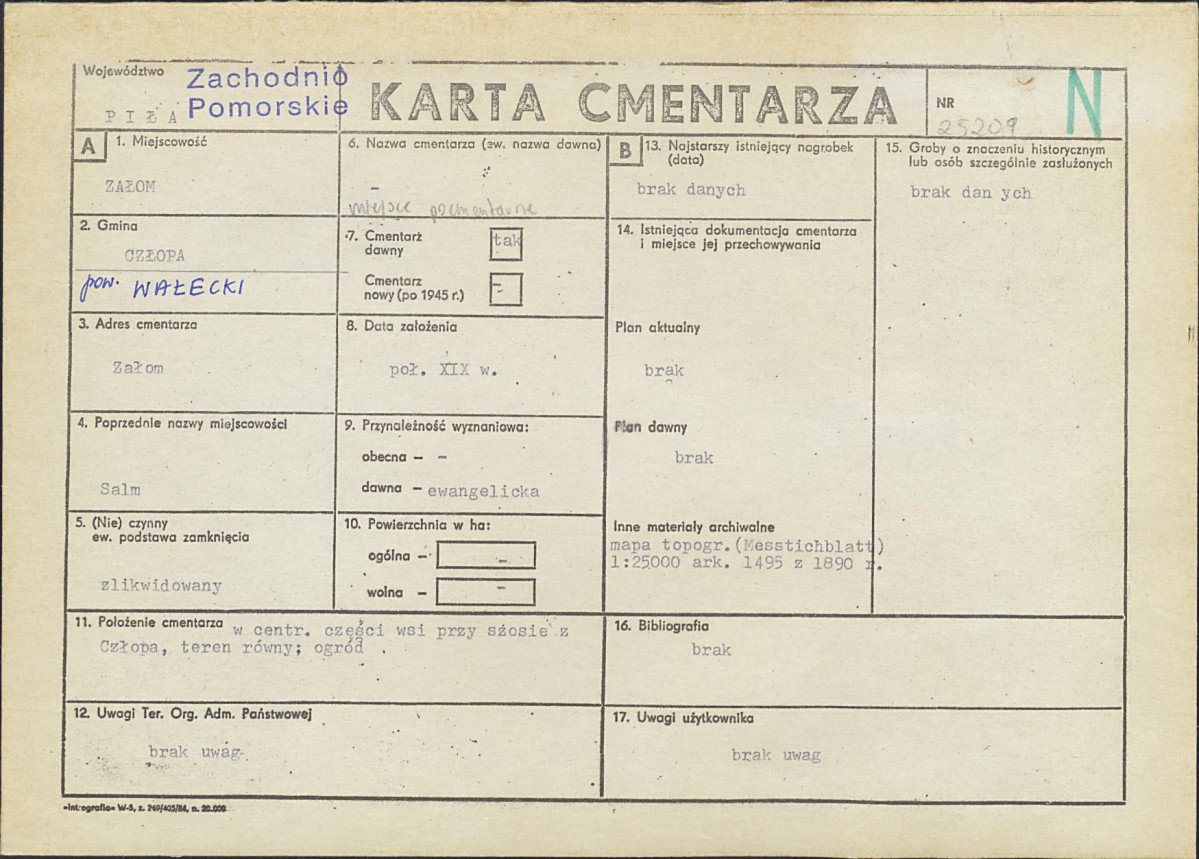 KC - Karta cmentarza, skan nr 1