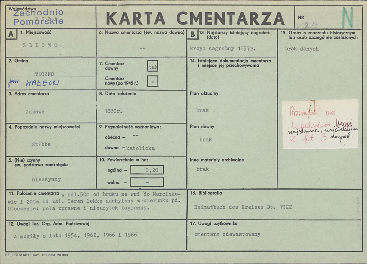 KC - Karta cmentarza, skan nr 1