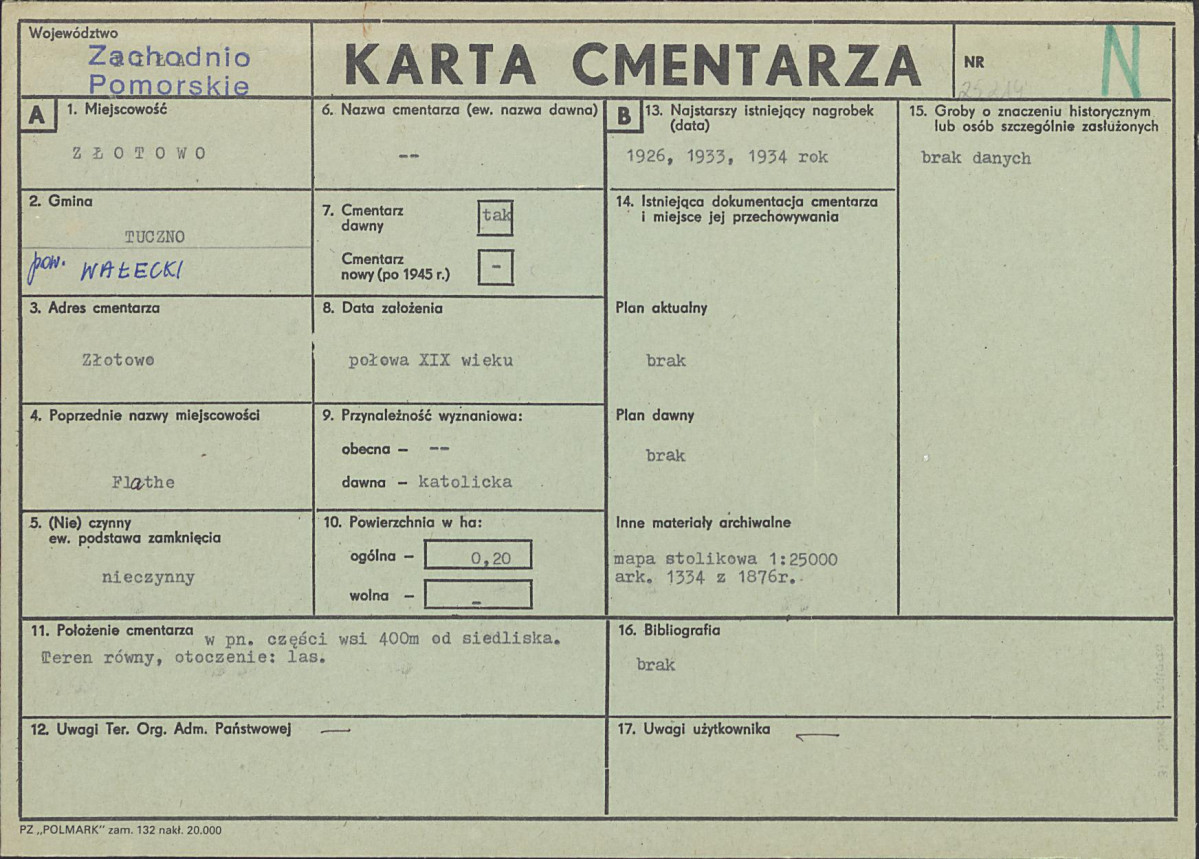 KC - Karta cmentarza, skan nr 1