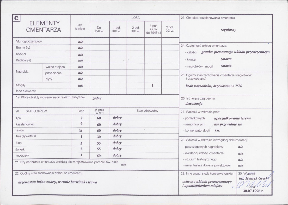 KC - Karta cmentarza, skan nr 2