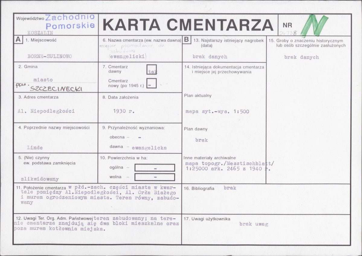 KC - Karta cmentarza, skan nr 1