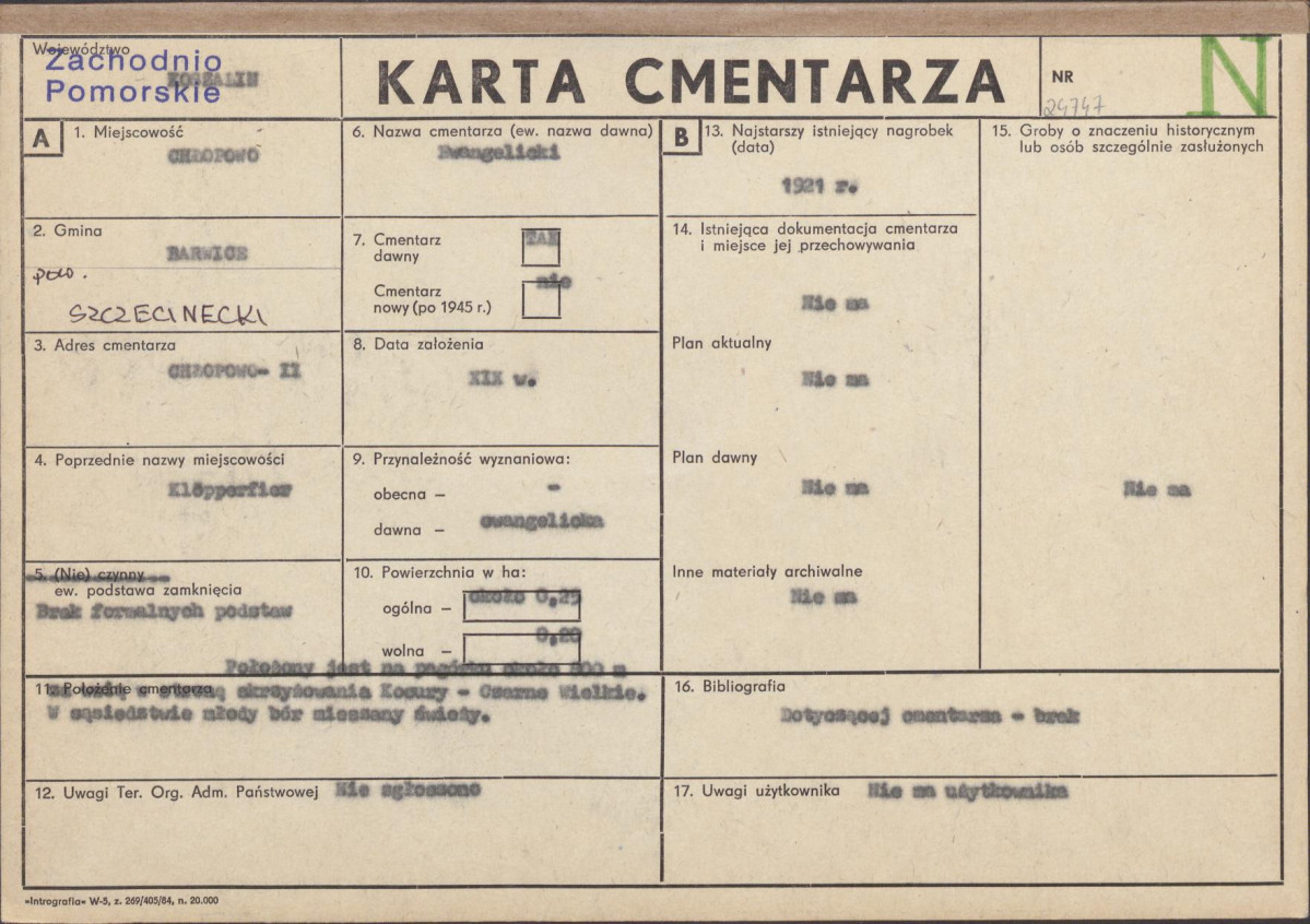 KC - Karta cmentarza, skan nr 1