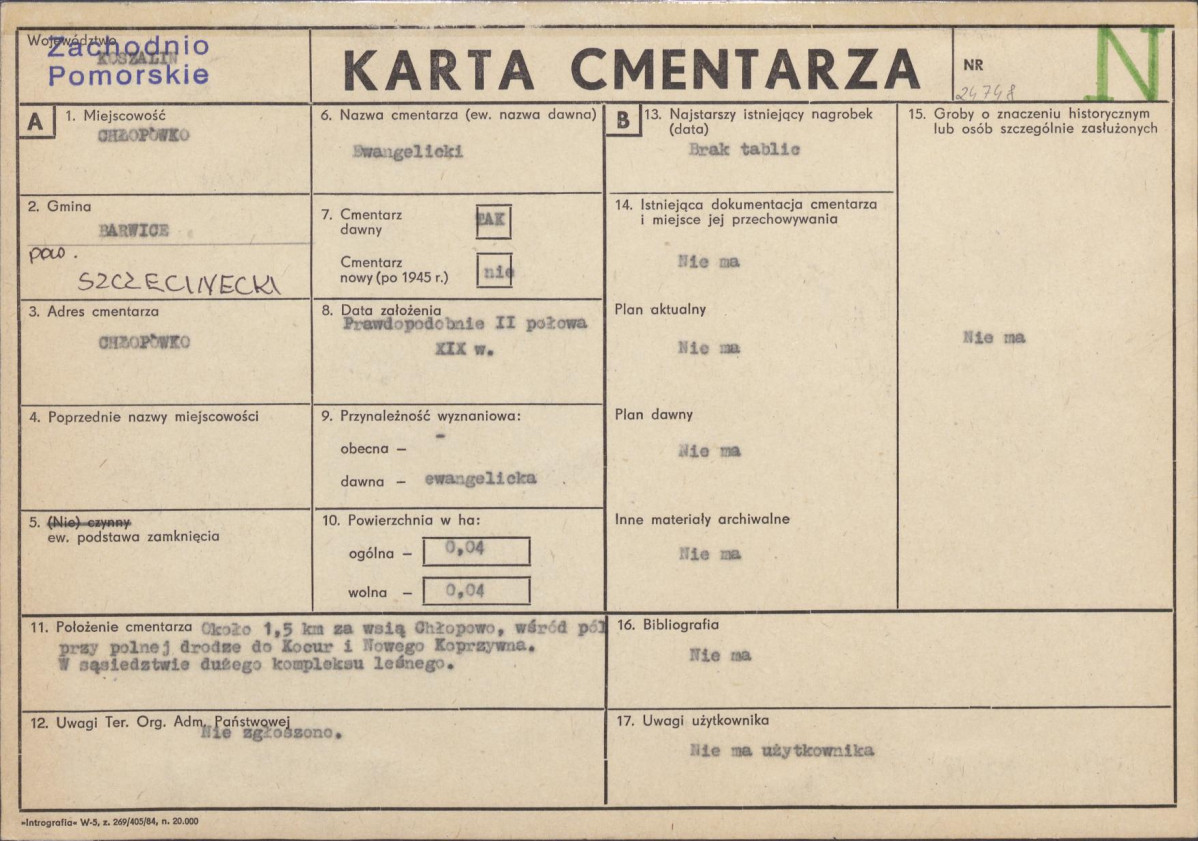 KC - Karta cmentarza, skan nr 1