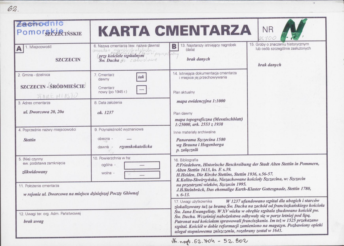 KC - Karta cmentarza, skan nr 1