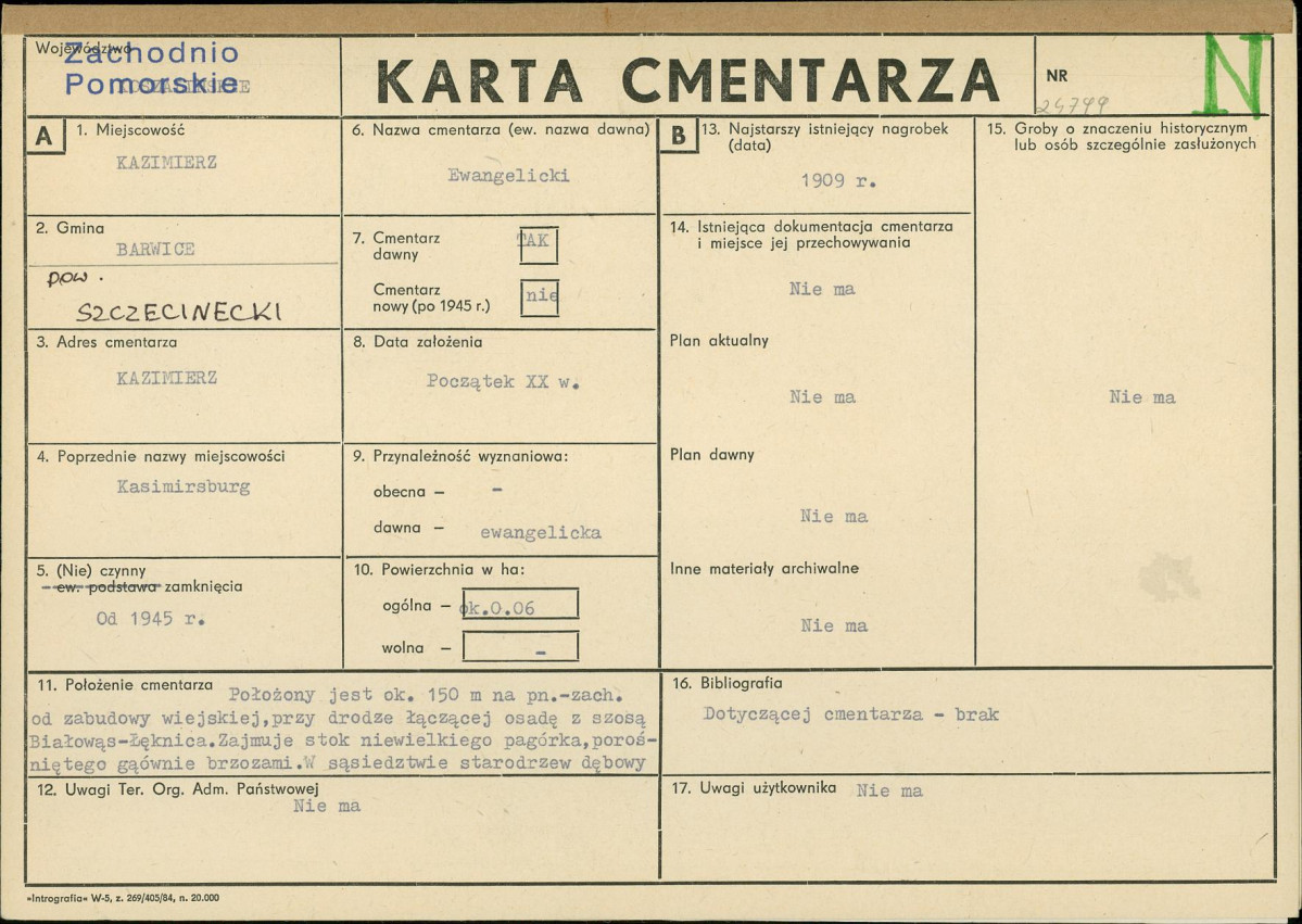 KC - Karta cmentarza, skan nr 1