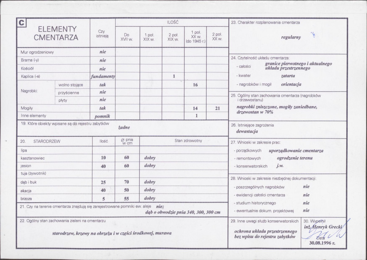KC - Karta cmentarza, skan nr 2