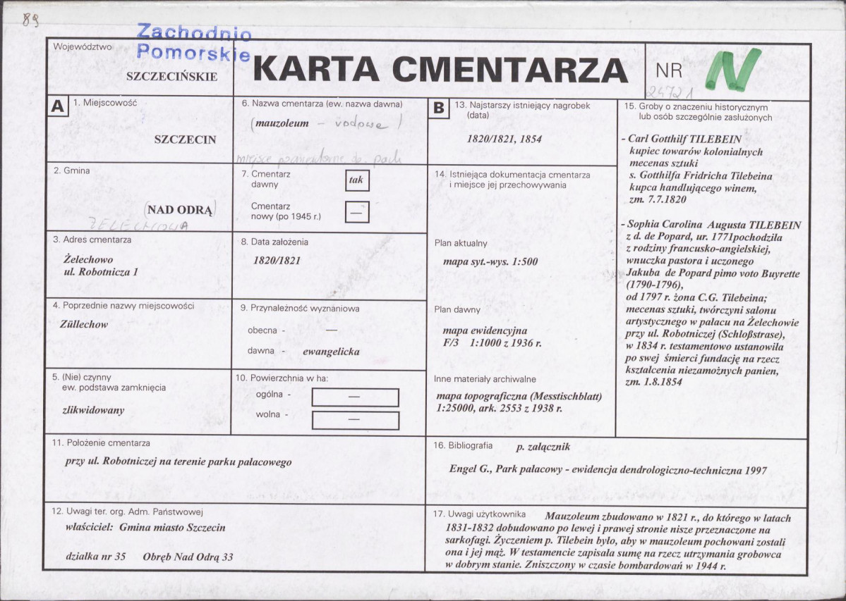 KC - Karta cmentarza, skan nr 1