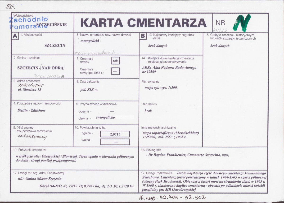 KC - Karta cmentarza, skan nr 1