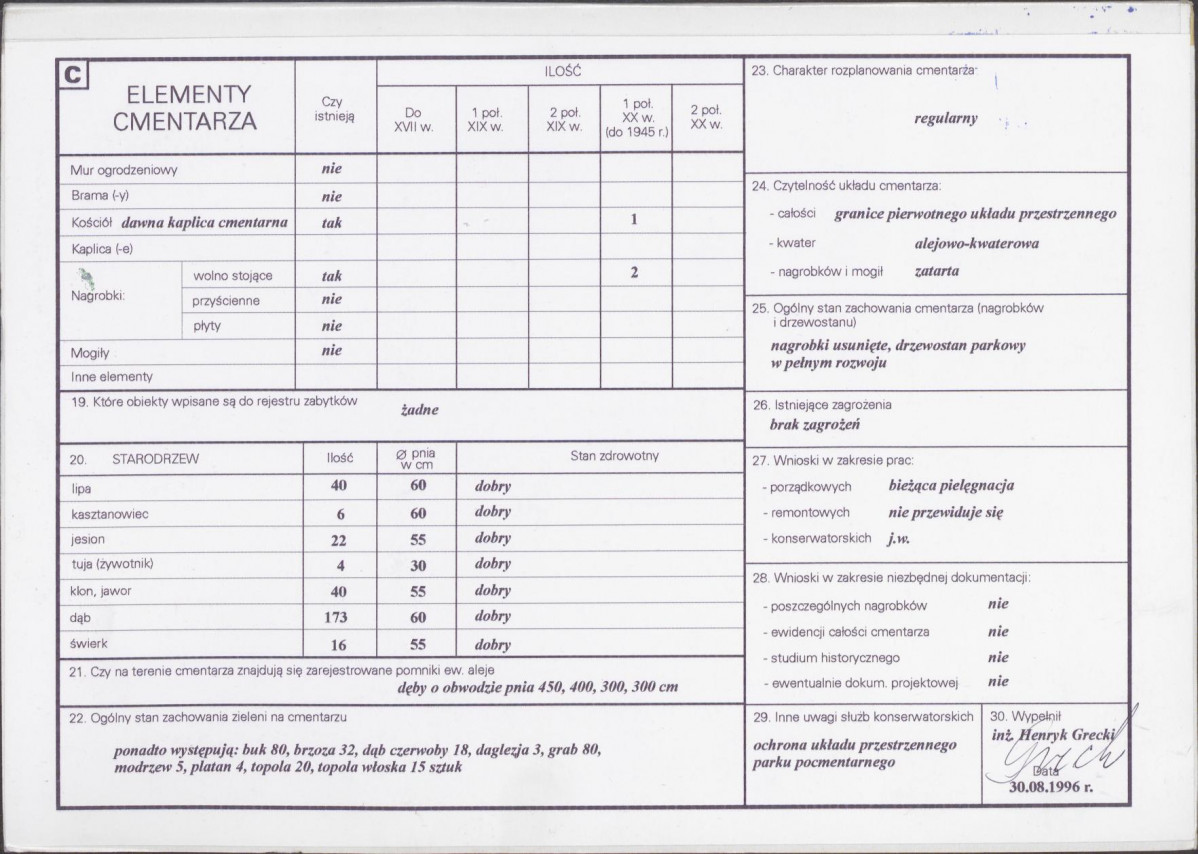 KC - Karta cmentarza, skan nr 2