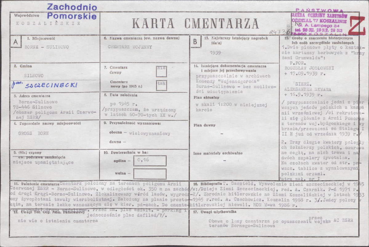 KC - Karta cmentarza, skan nr 1