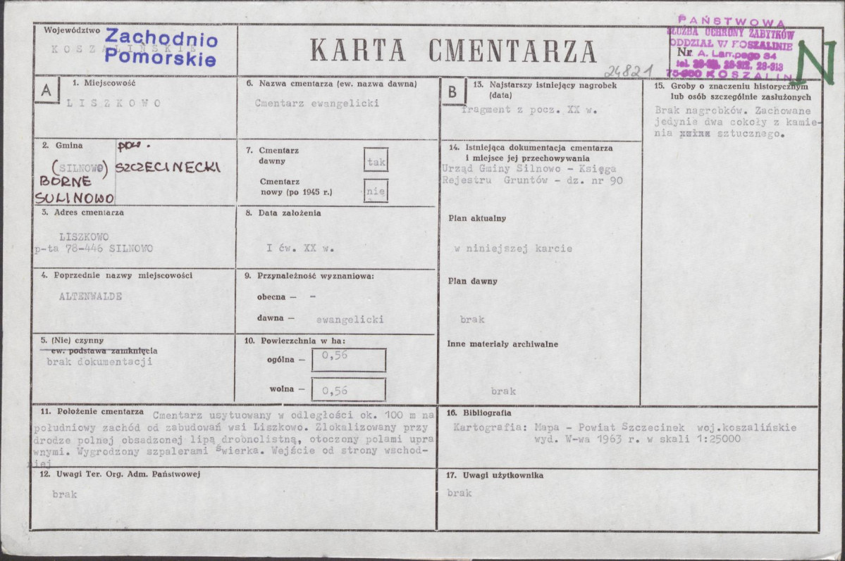 KC - Karta cmentarza, skan nr 1
