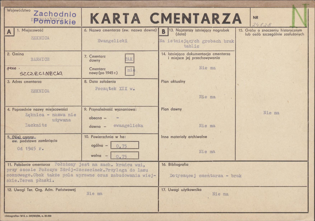 KC - Karta cmentarza, skan nr 1