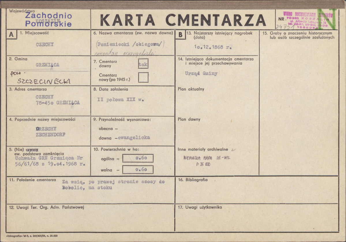KC - Karta cmentarza, skan nr 1