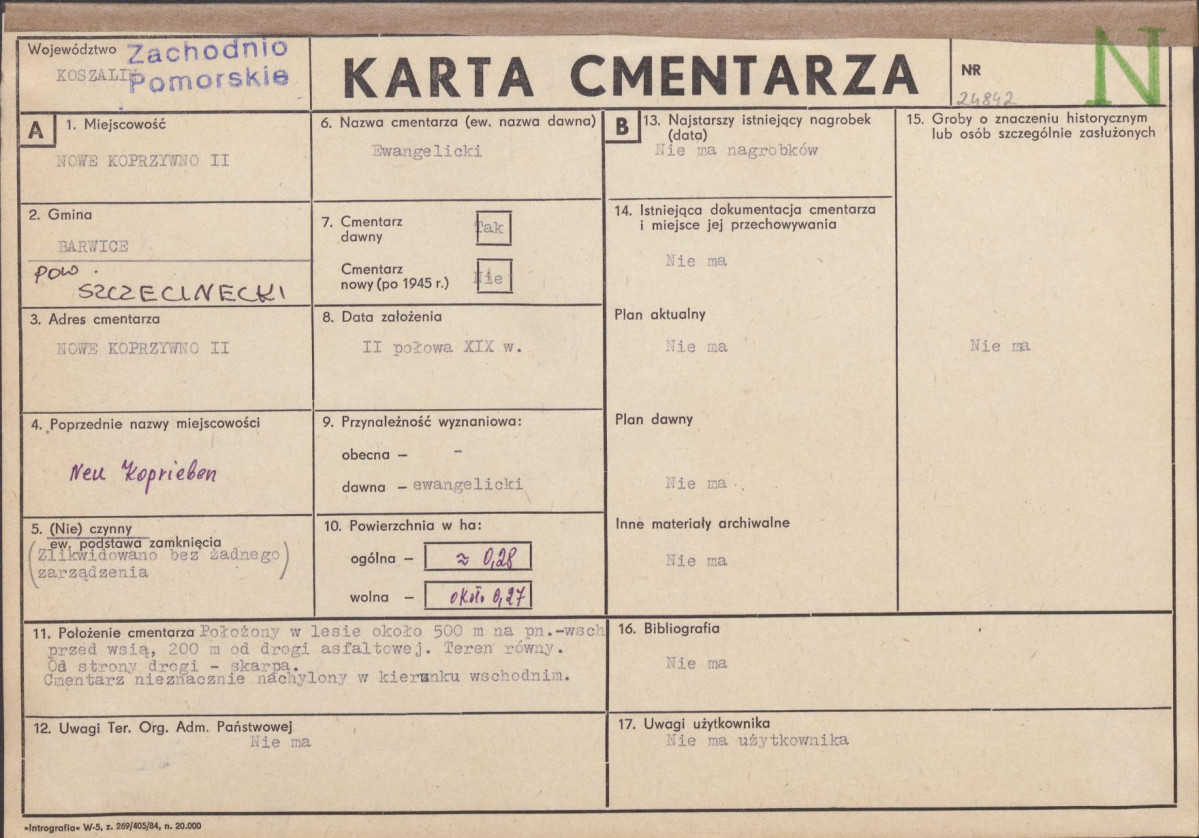 KC - Karta cmentarza, skan nr 1