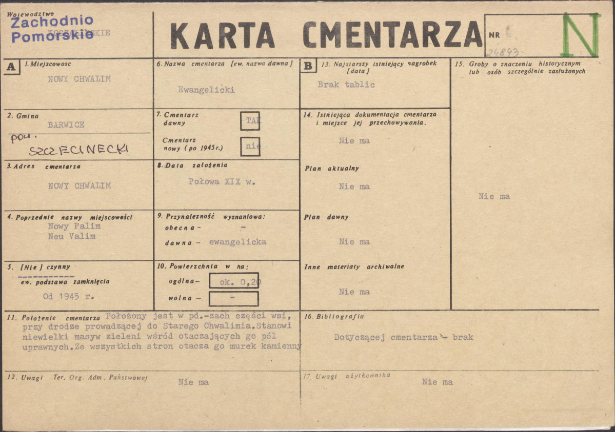 KC - Karta cmentarza, skan nr 1