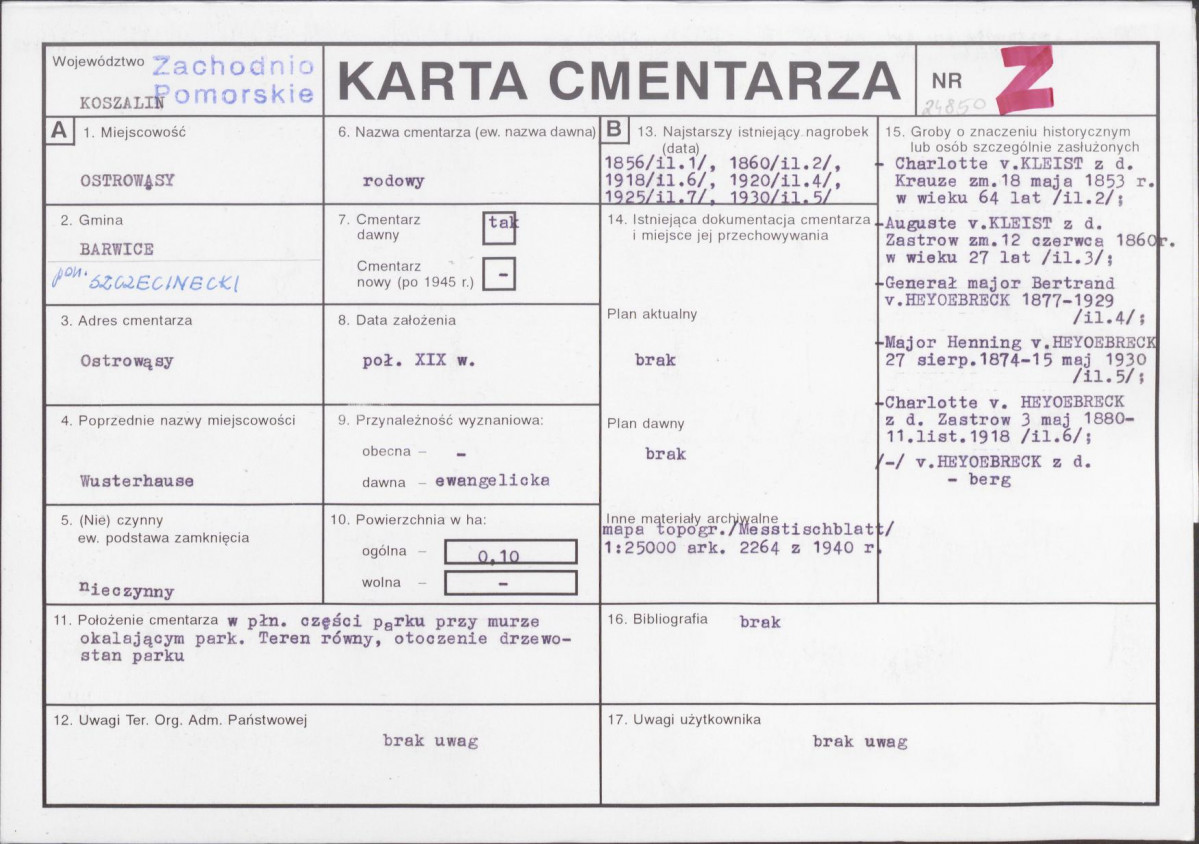 KC - Karta cmentarza, skan nr 1