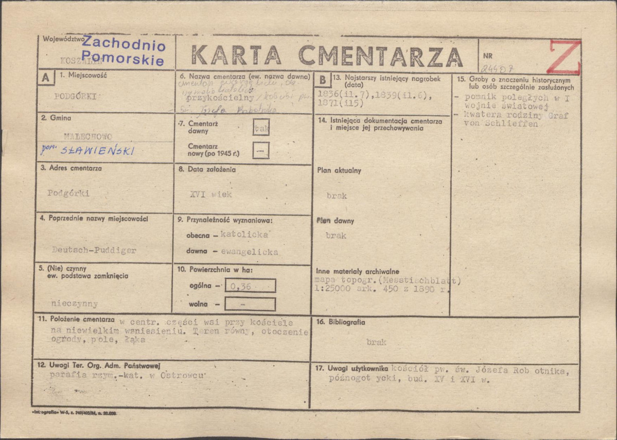 Karta cmentarza, skan nr 1