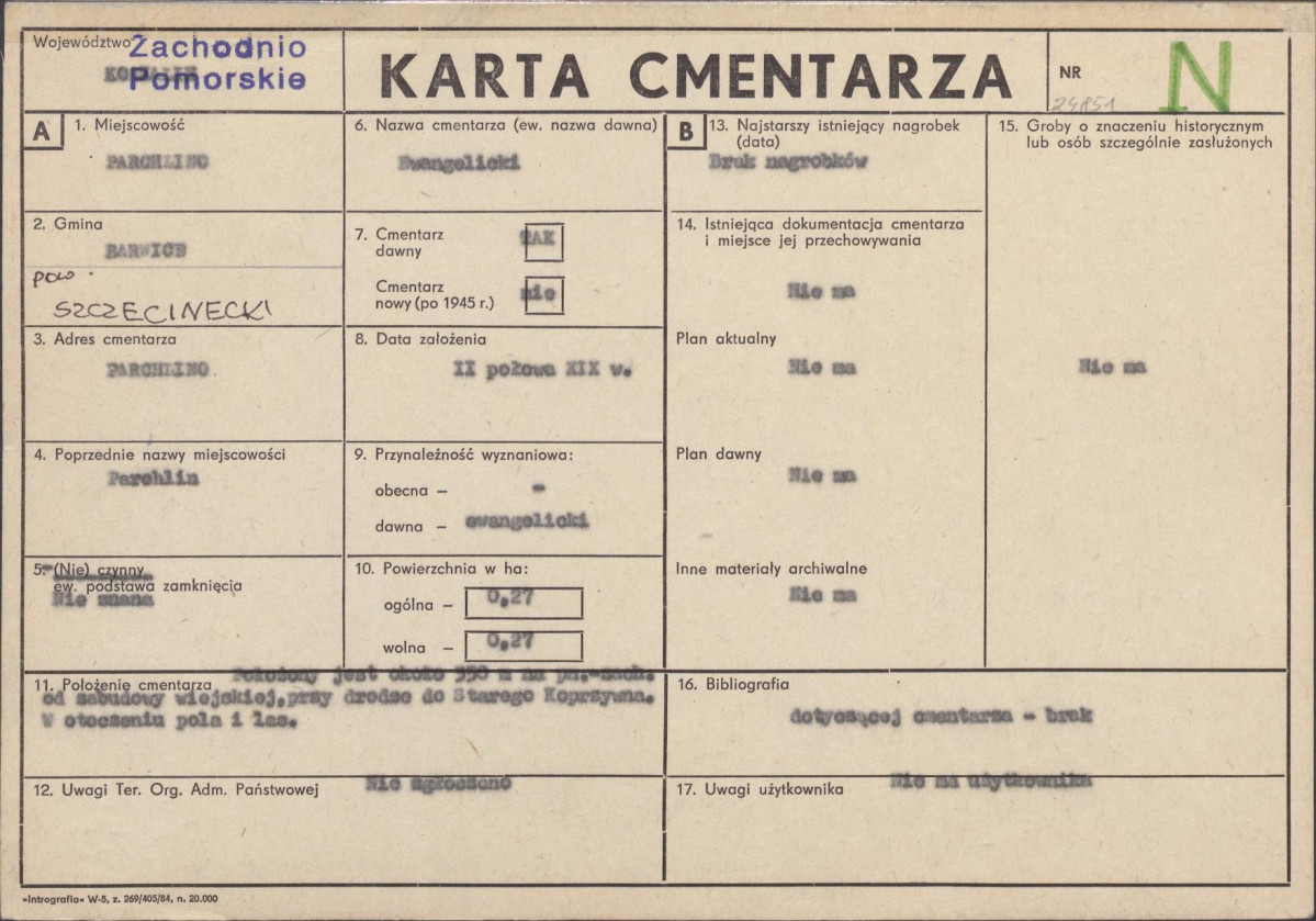 KC - Karta cmentarza, skan nr 1