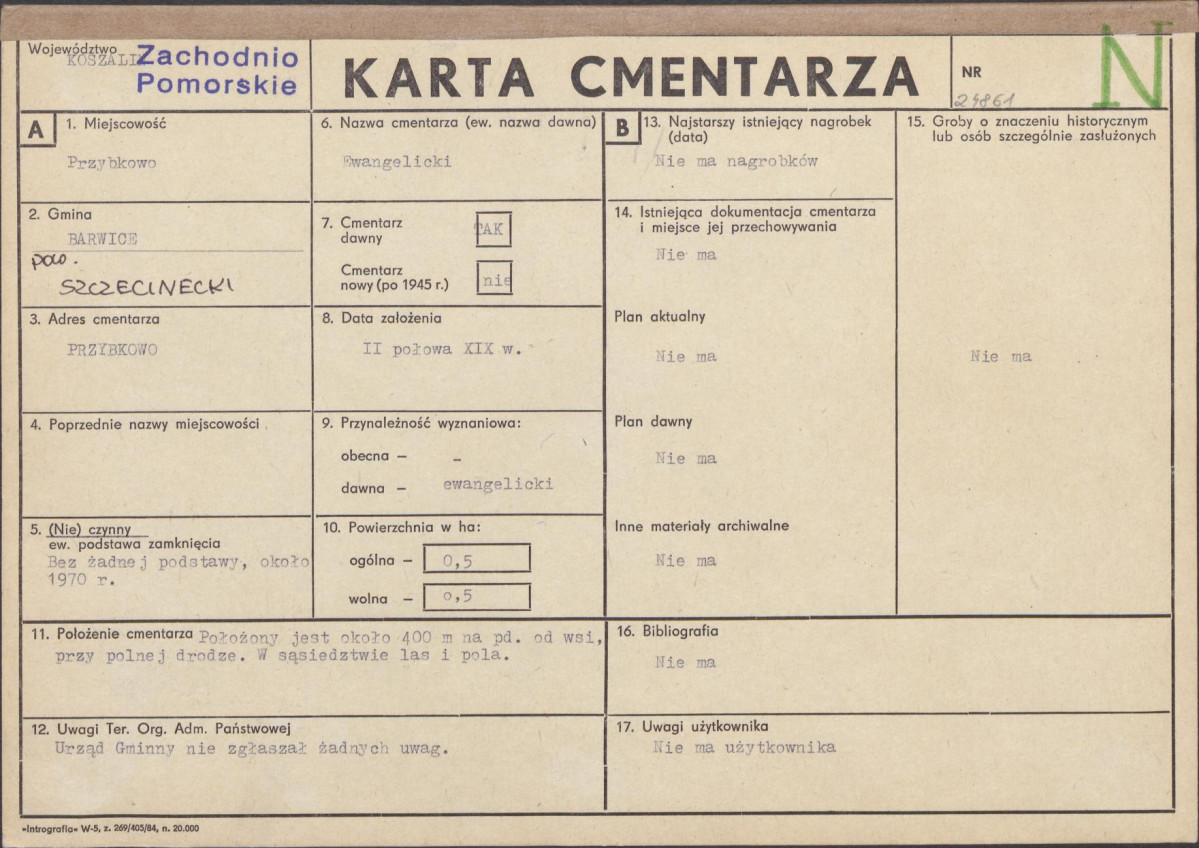 KC - Karta cmentarza, skan nr 1