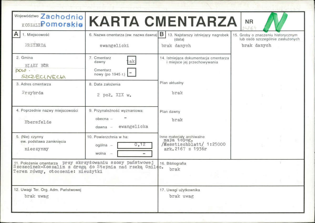 KC - Karta cmentarza, skan nr 1