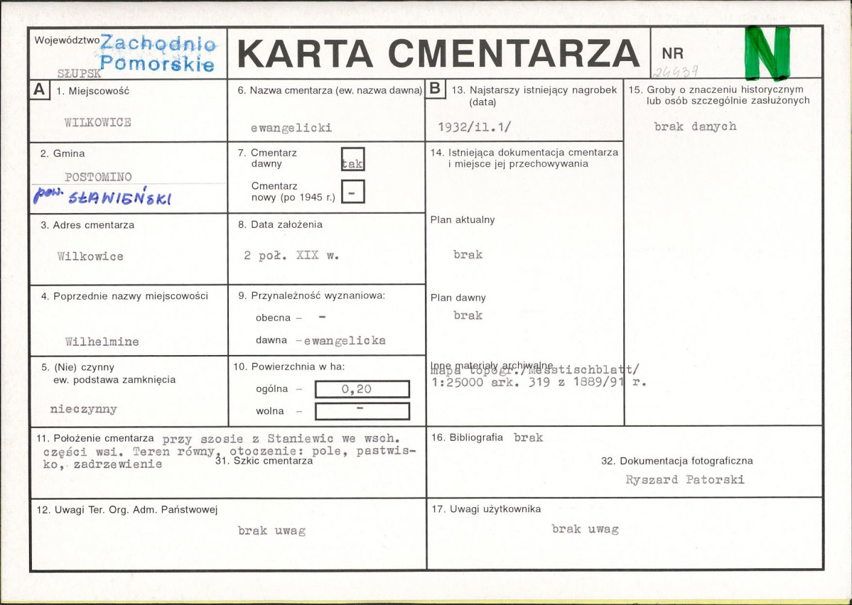 Karta cmentarza, skan nr 1