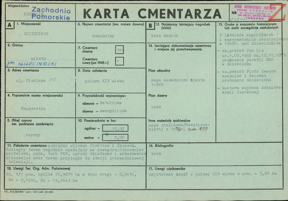 KC - Karta cmentarza, skan nr 1