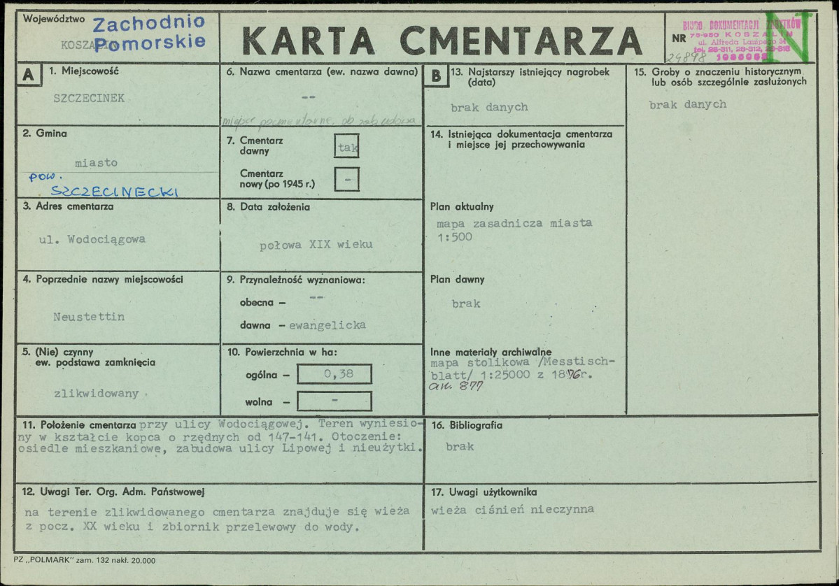 KC - Karta cmentarza, skan nr 1