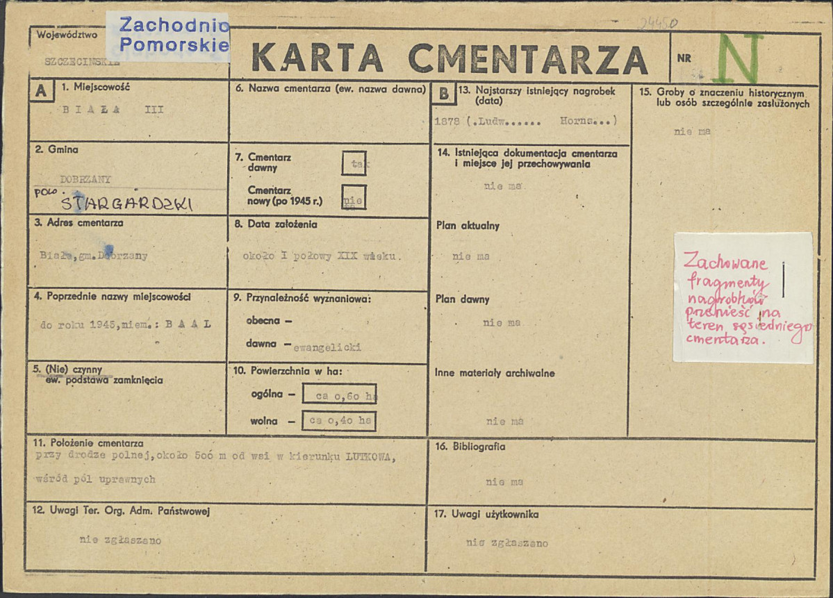 KC - Karta cmentarza, skan nr 1