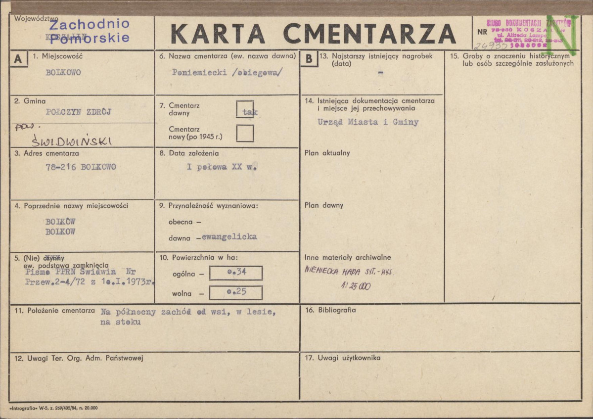 KC - Karta cmentarza, skan nr 1