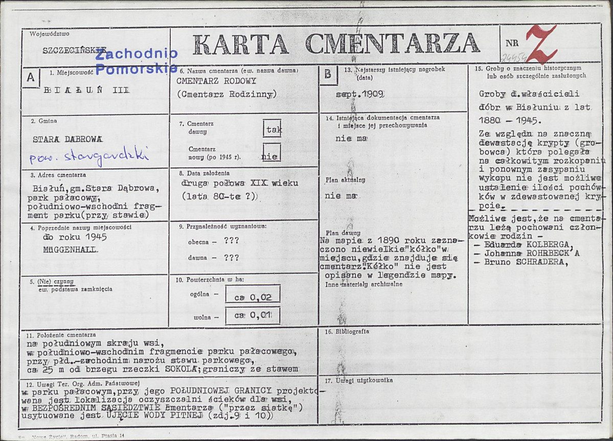 KC - Karta cmentarza, skan nr 1