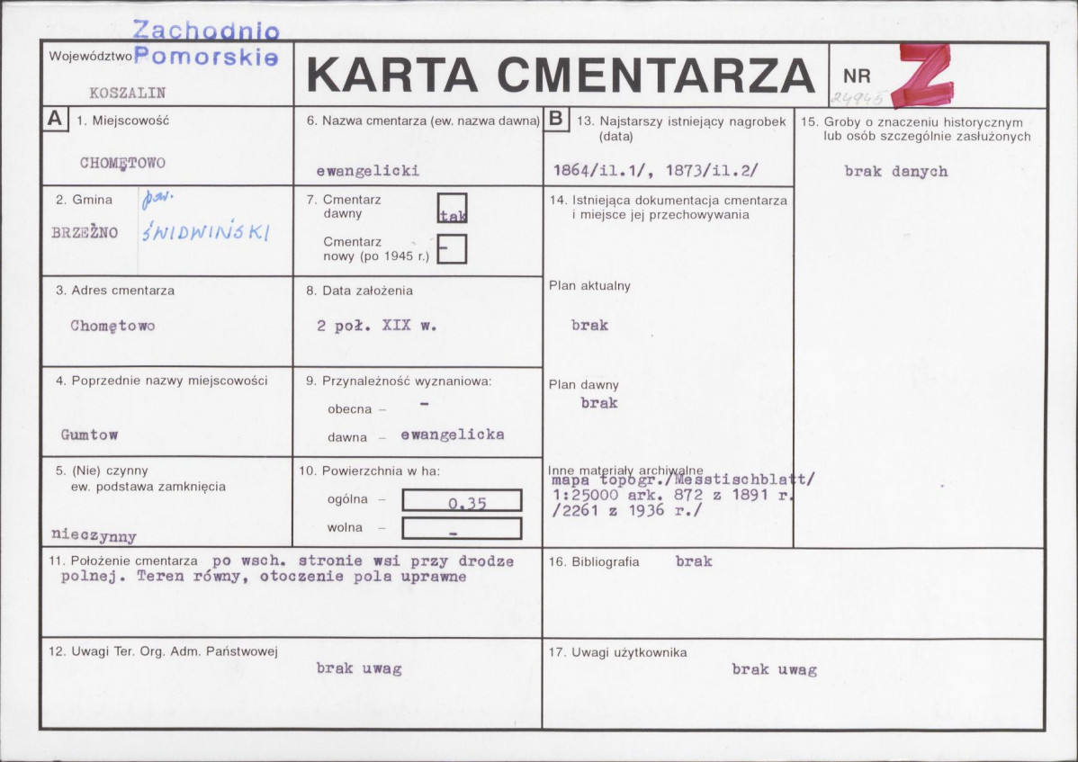 KC - Karta cmentarza, skan nr 1