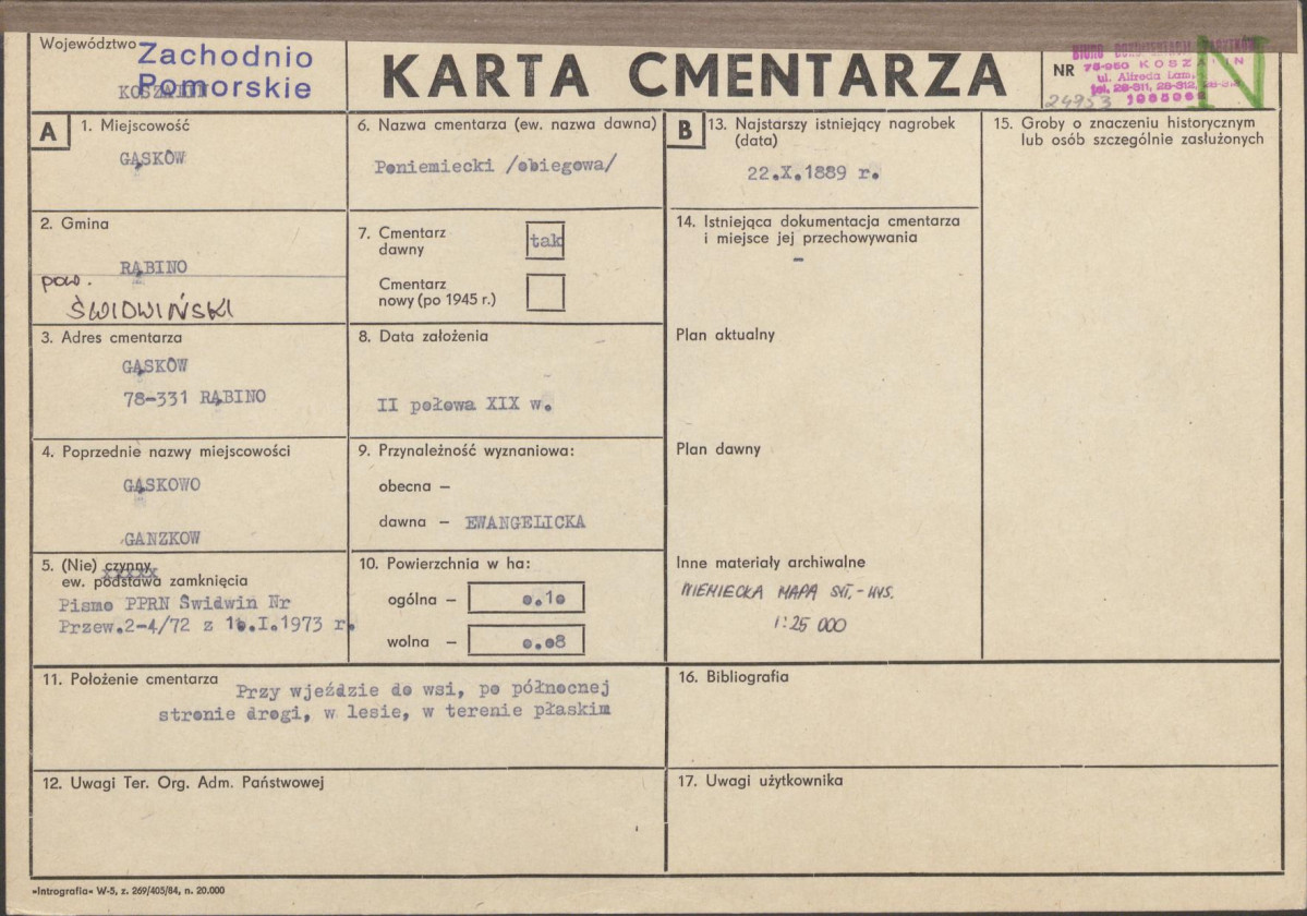 KC - Karta cmentarza, skan nr 1