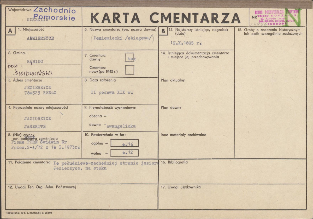 KC - Karta cmentarza, skan nr 1