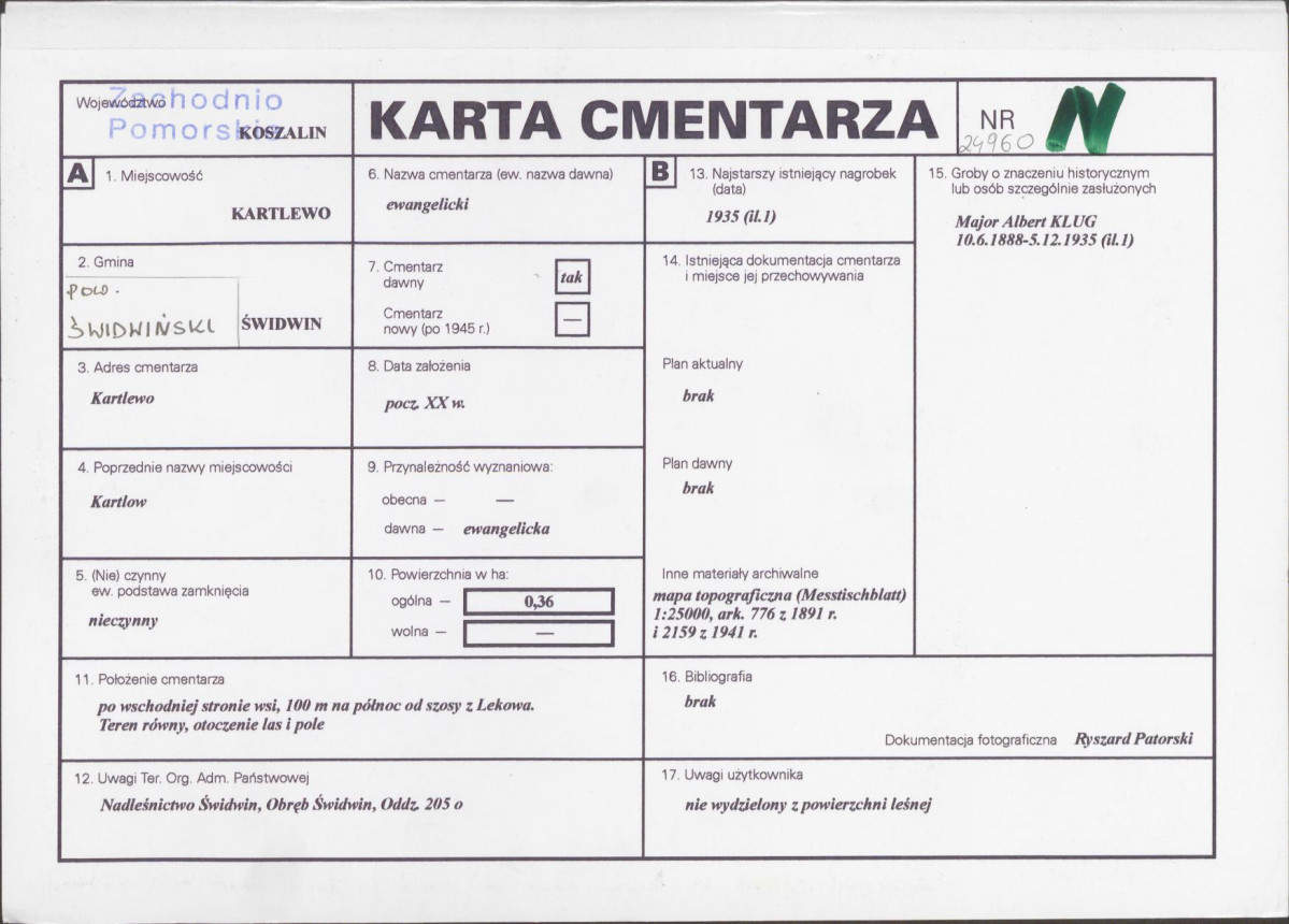 KC - Karta cmentarza, skan nr 1