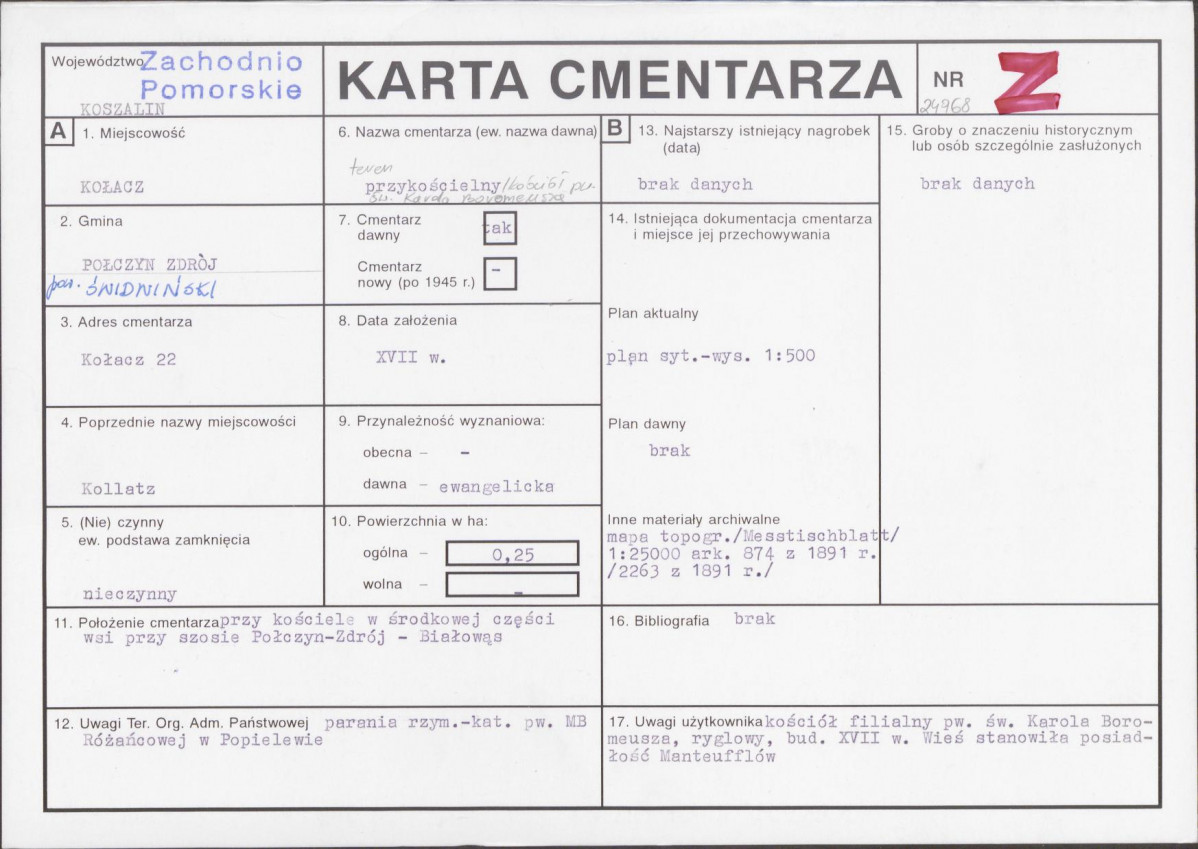 KC - Karta cmentarza, skan nr 1
