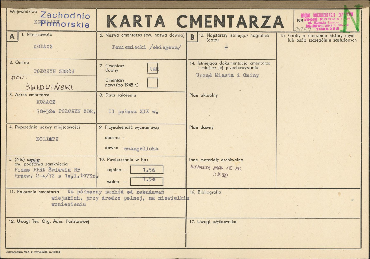KC - Karta cmentarza, skan nr 1